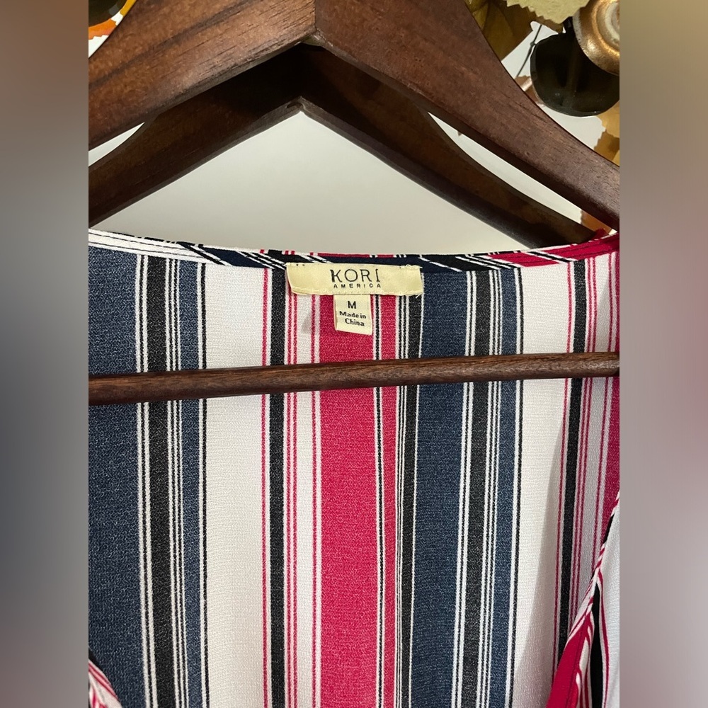 Kori Stripped Faux Wrap Style Dress - Picture 3 of 5